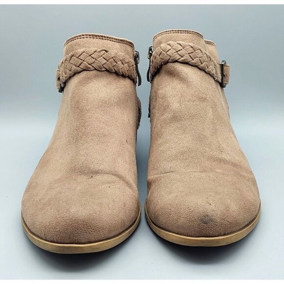 Life Stride Size 8.5M Side Zip Ankle Boots Block Heel Booties Brown Memory Foam - Picture 3 of 16